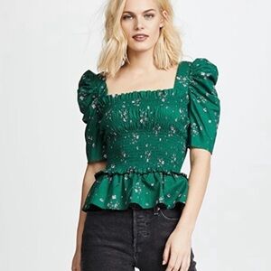 Amanda Uprichard Ruched Floral Top